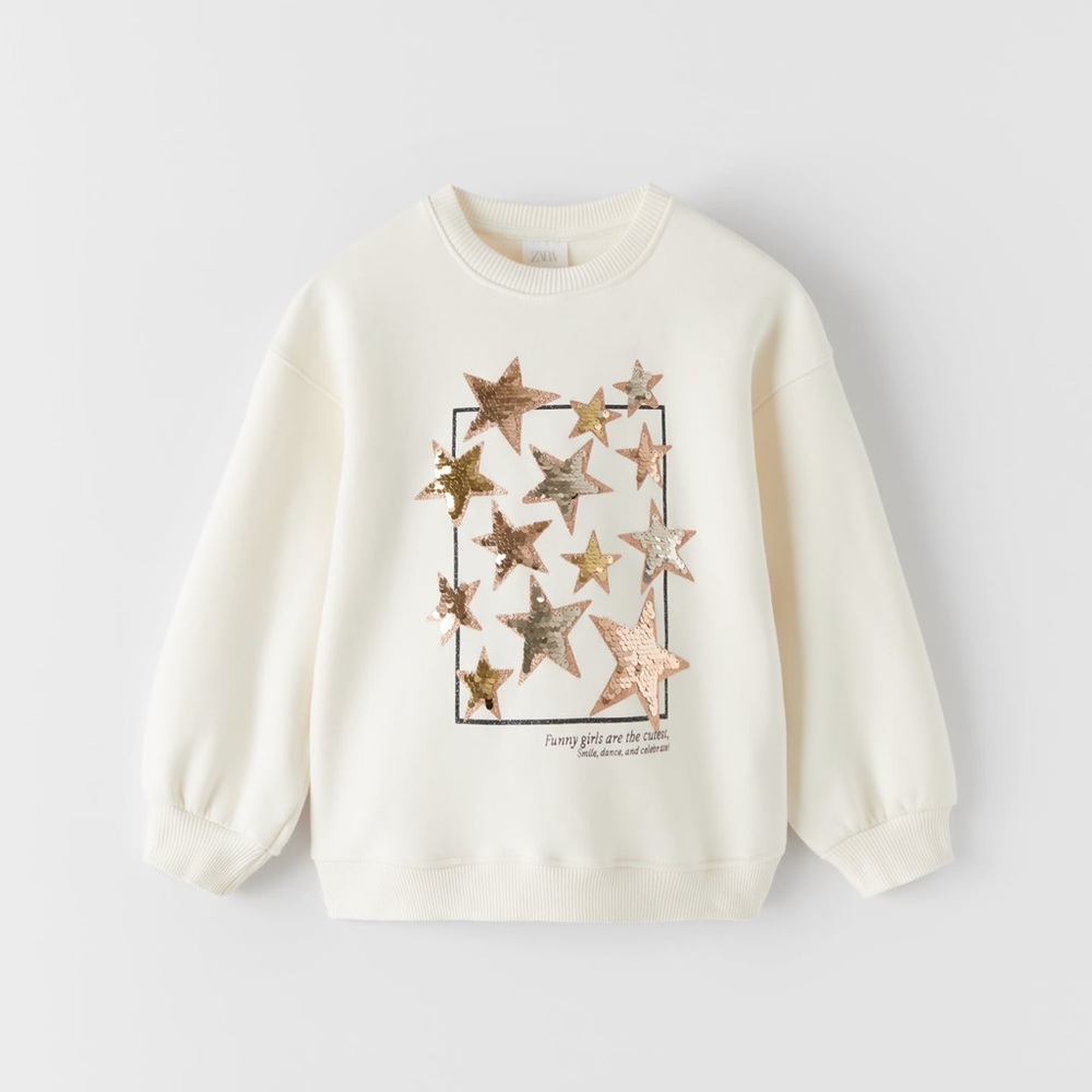 Zara sequin star sweatshirt